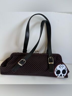 Sourpuss Kiss Lock Polka Dot Sugar Skull Purse Frame Bag Pinup Retro Rockabilly
